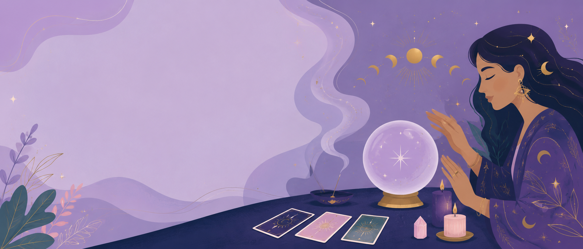 A lit candle and burning incense in a dim room, set out before a psychic reading